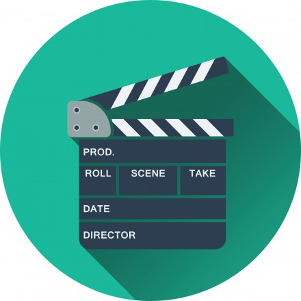 Clapperboard icon. Flat design. Vector illustration.