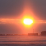 Winter Blizzard and train Canada