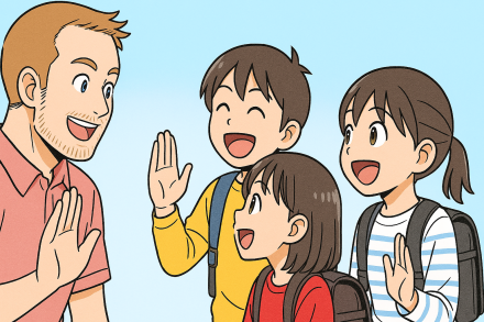 Three cheerful Japan