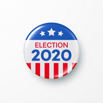 I Vote 2020 United States of America Presidential Election Button Design. Vector illustration EPS10